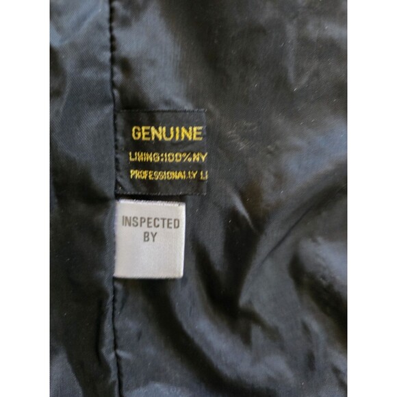 VTG Express Black Leather Trench Coat Shoulder Pads Petite SZ 12? MISSING BUTTON - Picture 10 of 12